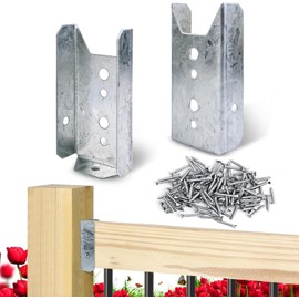 LukLoy 40 Pack 2x4 Brackets for Wood Rail, Fence Brackets Repair Kit Galvanized, Deck Railing Bracket Connectors for 2"×4"(Actually 1.5"x3.5") Wood Post, Includes 280PCS 304 Stainless Steel Screws