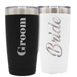 My Personal Memories Juego de 2 vasos de viaje aislados para novia y novio, regalo grabado para llevar, taza de regalo para boda, cena de ensayo, luna de miel, recepción (juego de vasos de 20 onzas)