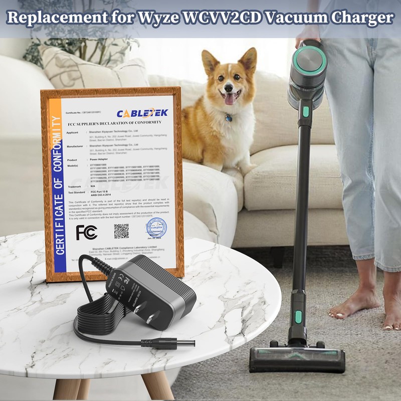 Charger for Wyze Cordless Vacuum Power Cord for Wyze WCVV2CD