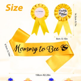 Mommy to be Sash and Daddy to Bee Tinplate Badge with Cute Bee Pattern, Yellow Baby Shower Decorations Mom to be Sash Gender Reveal Party for Boys and Girls Pregnancy Props Keepsake