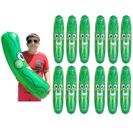 Giant Jumbo 36" Green Inflatable Smiling Pickle Head (3 FEET) Vinyl. Blow Up Face Beach Pool Float Noodle Gag Prank Joke Party Decoration DJ Promo Dance Give Away Cucumber (12 Pack)