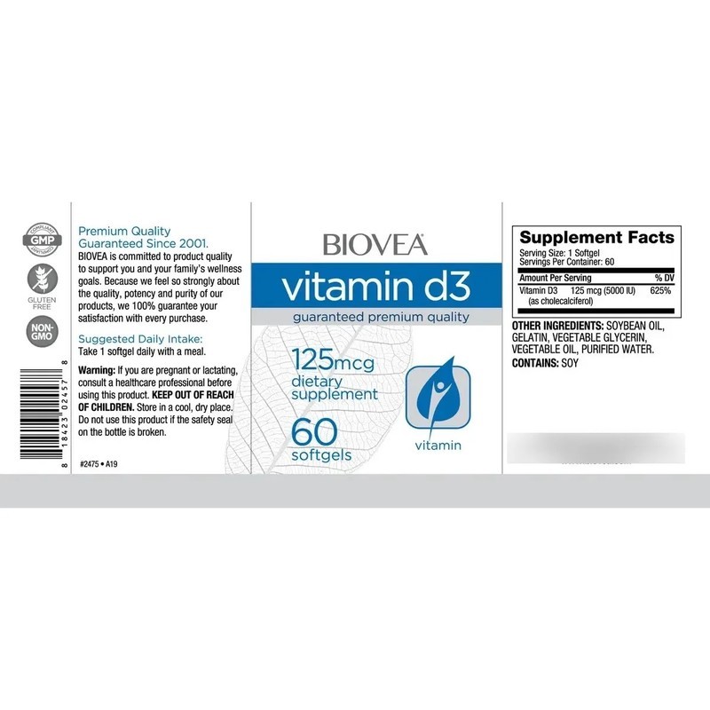 Biovea Vitamina D 60 Softgels Suplemento Vitalidad 112026
