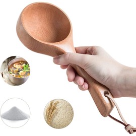 IBLAY Wooden Kitchen Scoop Ladle for Bath Salt Canisters Flour Scoop Ladles for Cooking Bath Tablespoon