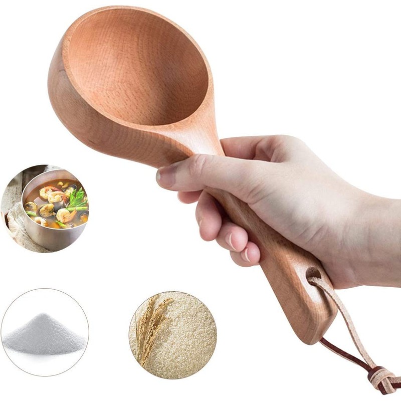 IBLAY Wooden Kitchen Scoop Ladle for Bath Salt Canisters Flour
