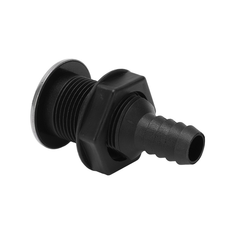 Boat 3/4in Through Hull Scupper Drain Straight Black with Stainless