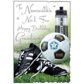 Newcastle Birthday Card for Grandson - Football Design - Newcastle's No.1 Fan - Special Finishes and Illustrated Insert Leaf - Made in the UK