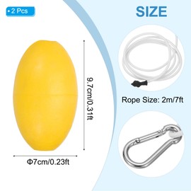 PATIKIL 7FT Float Rope Tow Line, 2 Set Heavy Duty Buoy Ball Float Leash with Stainless Steel Hook Drift Rope Marker Buoy Float Rope for Fishing Drift Jet-Ski Kayak Boat Accessories, White