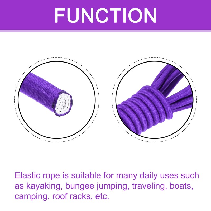 DMiotech 1/4 Inch Shock Cord, 25 Feet Purple Bungee Cord