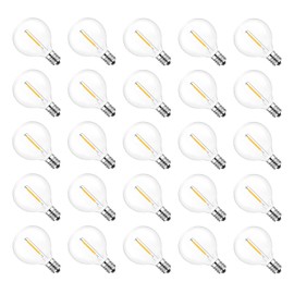 Jslinter 25Pack G40 LED String Light Bulbs Replacement, 1W(11W Equivalent), 60LM, 2200K Warm White, Shatterproof, E12 Screw Base, Vintage Edison Bulbs for Patio Garden