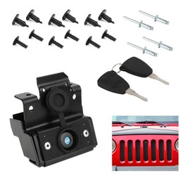MINPART Latch Locking Hood Catch Kit, Pair of Hood Latches Black Iron Compatible with for Jeep for Wrangler JK 2007-2018
