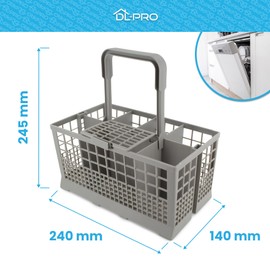 DL-pro Universal Dishwasher Cutlery Basket 24.5 x 14 cm Cutlery Tray Fits Perfectly in Many Dishwashers Replacement Basket for Bosch Siemens Neff 93046 621320 AEG Gorenje Privileg and Other Brands
