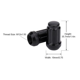 MAYASAF 20 Pcs 12x1.5 Black M12x1.5 Wheel Lug Nuts with 1 Key 6 Spline fits for Crosstour Pilot CT200h Accord