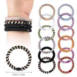 Kisvic Hair Scrunchies, Pack of 12 Hair Bobbles Women's Multicoloured, Fashion Braided Hair Ties, Elastic Hair Bands for Women/Girls/Children, Thick and Curly Hair