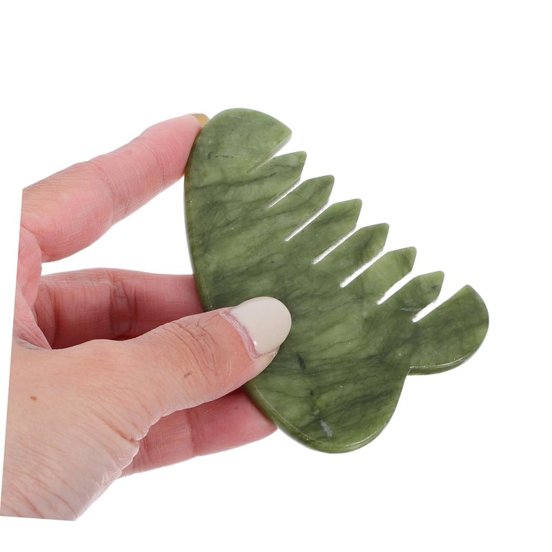 Baluue 2pcs Jade Scalp Massage Comb Multi Functional Meridian Tool