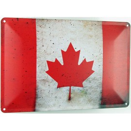 Tin Sign 20 x 30 cm Domed Canada Canada Flag Decorative Vintage Gift Sign