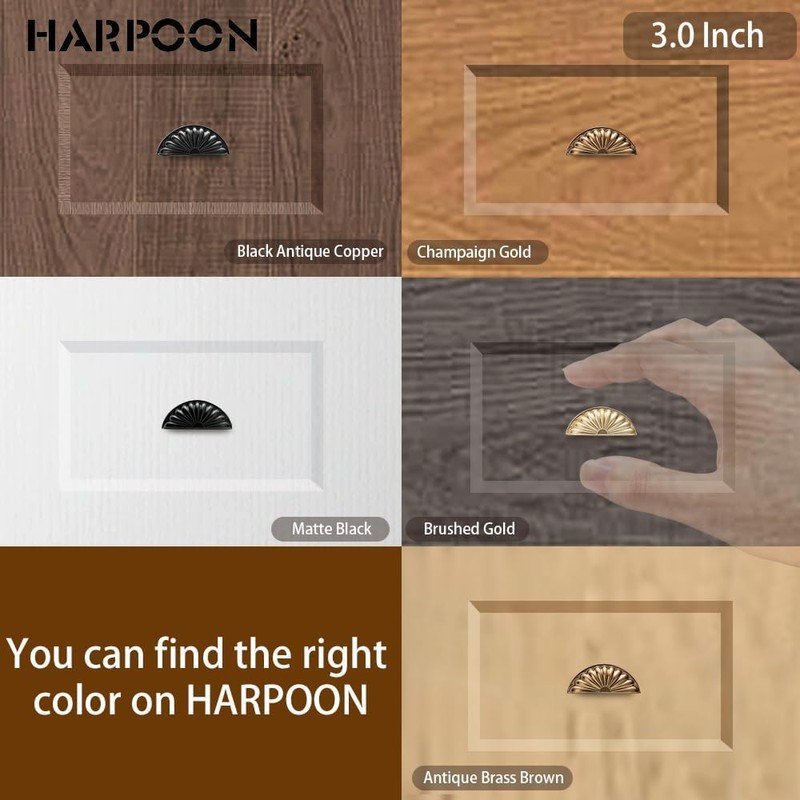 HARPOON 10 Pack Bin Cup Drawer Handle Pull Cabinet Hardware,Kitchen