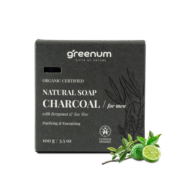 Greenum Organic Activated Carbon Soap for Men with Bergamot &