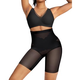 Vertvie Shapewear for Women Tummy Control High Waisted Shapewear Shorts Targeted Compression Body Shaper Bathroom Friendly(Black,Medium)