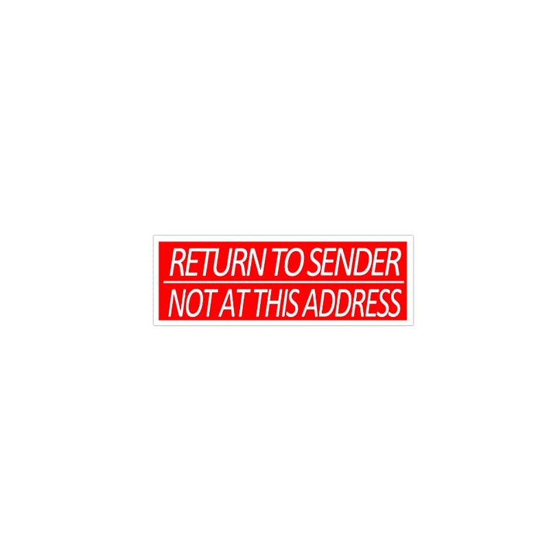 Return to Sender Not at This Address Stickers,3X1 Inch Adhesive