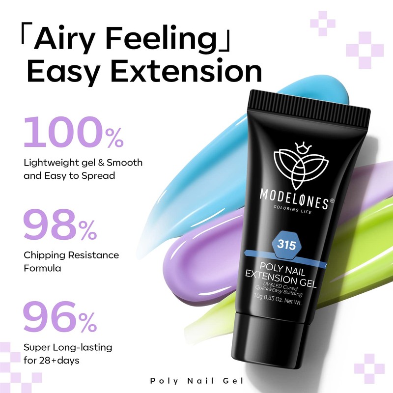 modelones modelones Poly Gel Kit 12 Colors Rainbow Summer Bright