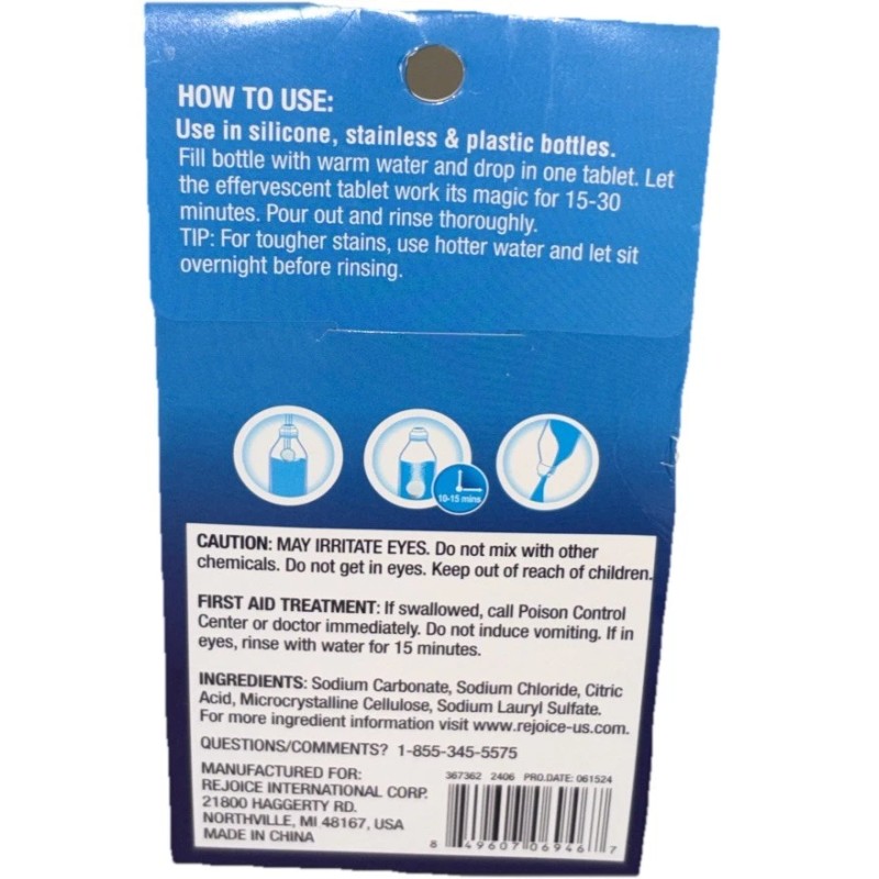 Homebright Bottle Cleaner Tablets 1pk 12pcs Cleans Water Bottles,Coffee