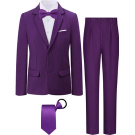 A&J DESIGN Purple Suit for Boys Tuxedo Tux Dress Graduation Ceremony Homecoming Outfit Formal Wedding Mardi Gras Gentleman Size 6