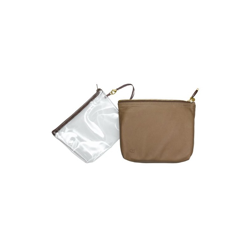 En cabine leather sand Transparent Cosmetic Bag from Quelques jours