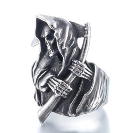 ZMY Home Scary Skull Rings Grim Reaper Ring Stainless Steel Jewelry Rings Knuckle Biker Scary Ring for Skull Gift (12)