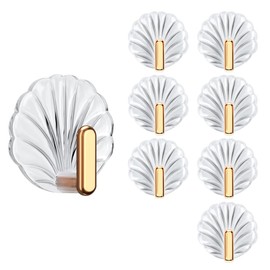 ViiWxx 8PCS Shell Clear Adhesive Hooks - No Drill Removable Waterproof for Bathroom, Shower, Kitchen, Reusable Transparent Damage-Free Towels, Bath Sponges & Small Items (Space-Saving)