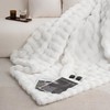 July Reversible Faux Rabbit Fur Throw Blanket, Cozy Plush Bubble
