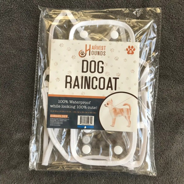 Harvest Hounds Clear 100% Waterproof Dog Raincoat Size Small NEW