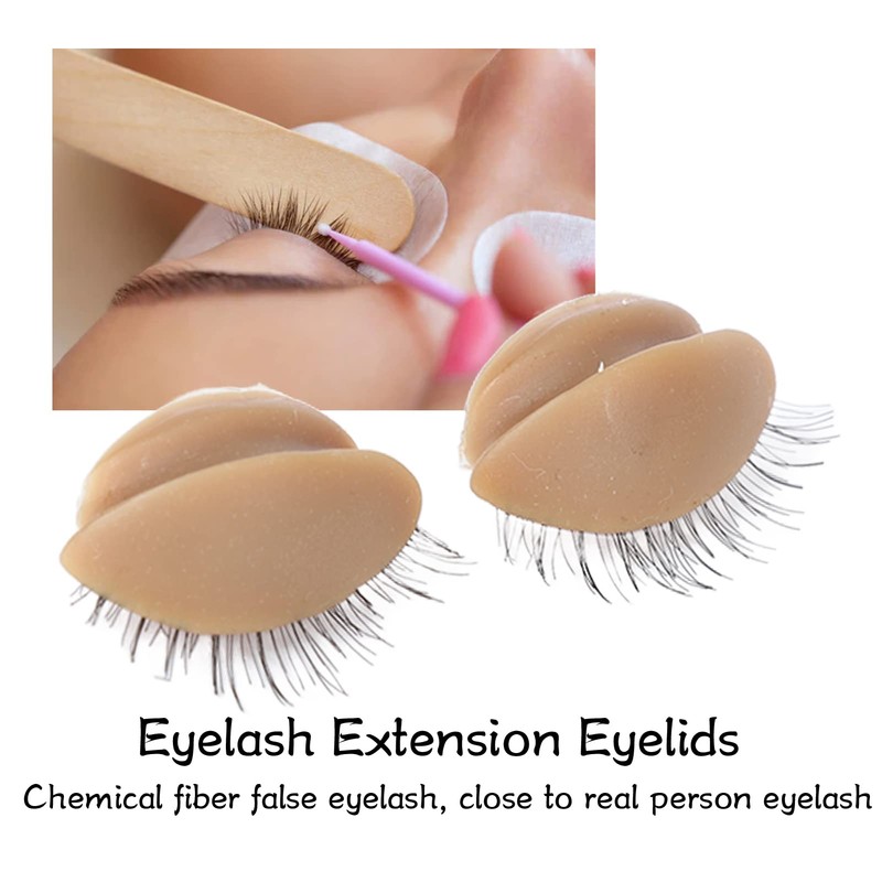 Mannequin Head Eyelids, 3 Pairs Replacement Realistic Eyelashes Extension Training