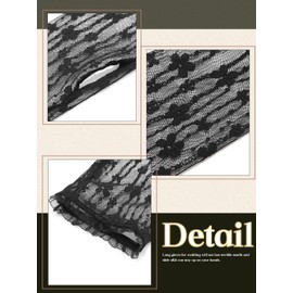 GEMILY Lace Sheer Fingerless Arm Sleeves Long Bridal Gloves, Black, One Size