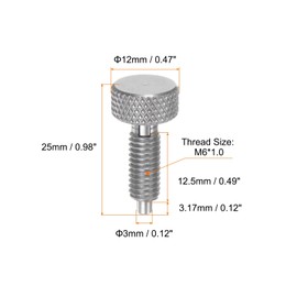 sourcing map 2Pcs Spring Plunger with Knurled Handle M6x1 Pin Dia.3mm Retractable Release Pins Stainless Steel Non-Locking Retractable Index Plunger for Industrial Equipment Location Pin