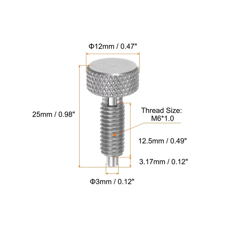 sourcing map 2Pcs Spring Plunger with Knurled Handle M6x1 Pin