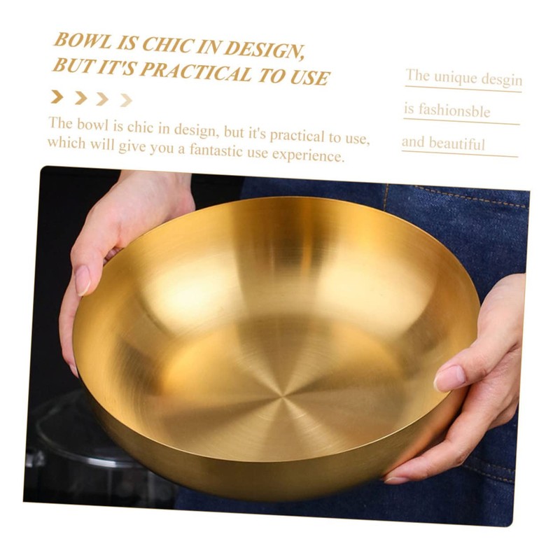 KICHOUSE Elegant 304 Stainless Steel Salad Bowl Mix Serve Fruit