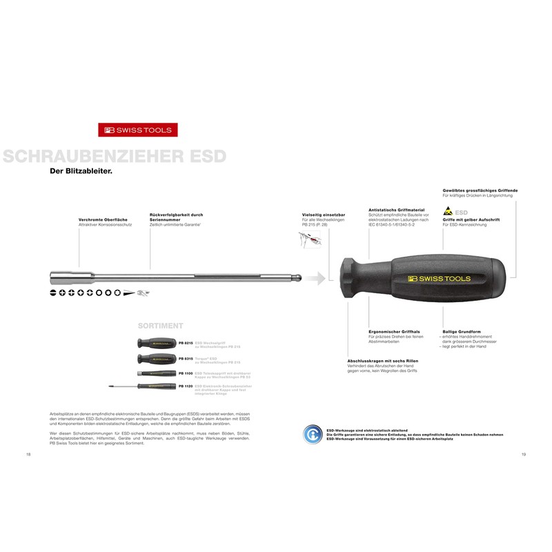 PB SWISS TOOLS 8642ESD Swiss Grip ESD Precision Driver Set