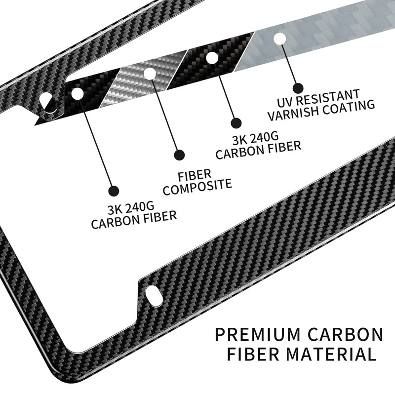Real Carbon Fiber License Plate Frame, High Gloss Finish License