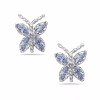 Tisoro Solid Sterling Silver Tiny Lavender Cubic Zirconia Butterfly Stud...
