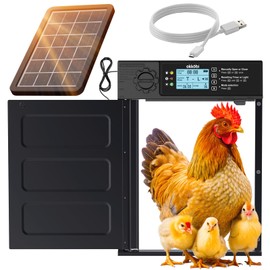 Okköbi Automatic Chicken Coop Door PRO - Solar Powered with LCD Display - Light Sensor & Timer - Anti-Pinch Function - Wide Opening - New Model - 5 Year Protection