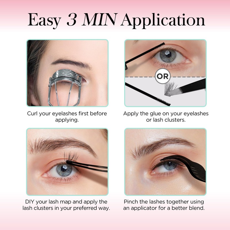 BEYELIAN CDD01+ CDD09 Individual Eyelashes, Cluster Eyelashes, 144 Pieces, 10-16
