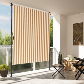 vidaXL Outdoor Roller Blind, Vertical Awning with Crank, Retractable Privacy Screen for Patio Balcony, Sun Protection Roller Blind, Orange White, 200 x 270 cm, Fabric Steel