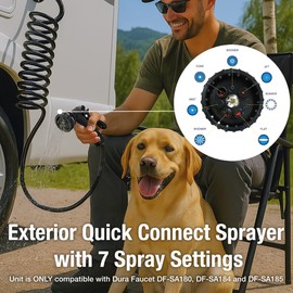 Dura Faucet DF-SA186-BK RV Exterior Quick Connect Detachable Spray Faucet 7-Option Nozzle (Black)