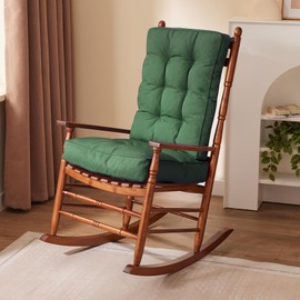 IPYNBAP Rocking Chair Cushion, Waterproof and Fade-Resistant Patio Chair Cushions, Tufted Chair Pads for Rocker Furniture, 17x17 Inch, Indoor/Outdoor Seat Cushions with Ties, Dark Green