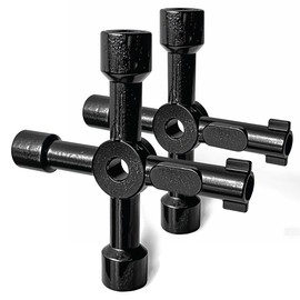 Viganoc 2Pc. 4 Way Multi-Functional Utilities Key for Electric Elevator Cupboard Cabinet Water Gas Meter Opening, Black