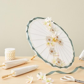 Juvale Paper Parasols (Set of 6) - Made of Paper - Ideal for Crafts, Painting - White, 15.7" - SALE