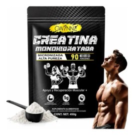GWYNNE Creatina Monohidratada Micronizada en Polvo,Disuelve rapido,Con Scoop Dosificador,Creatine Monohydrate Pre Entreno Creatina Mujer/Hombre Gym,PreWorkout - 100% Alta Pureza Certificada 450g