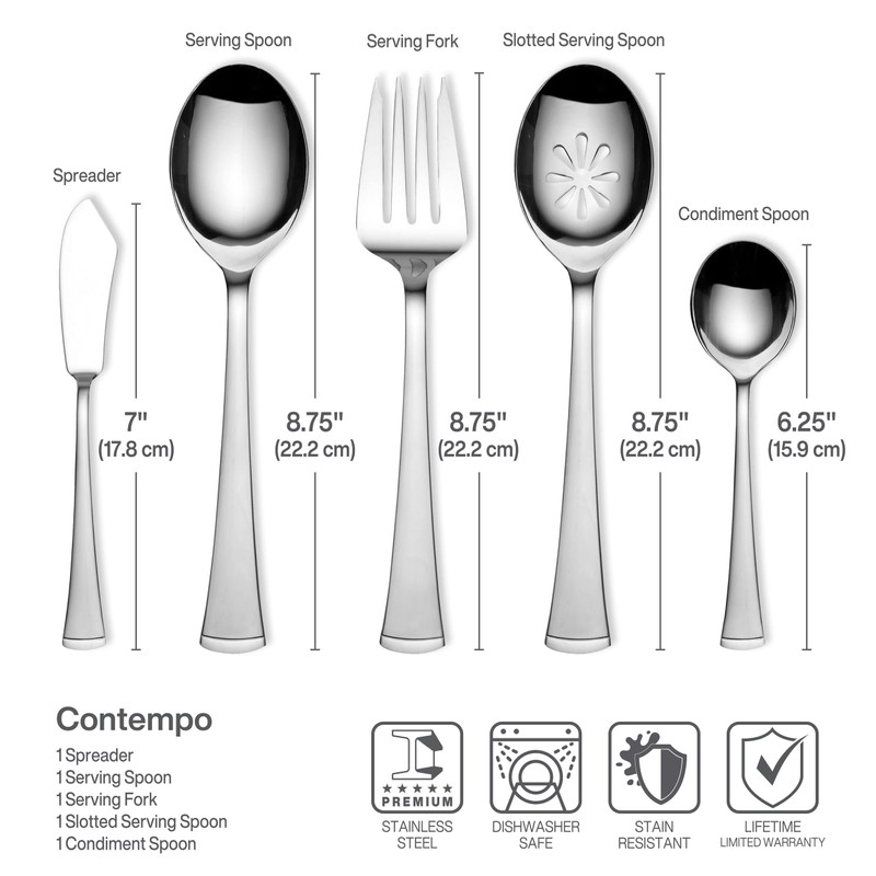 Gourmet Basics by Mikasa Contempo 45-Piece Stainless Steel Flatware Set,