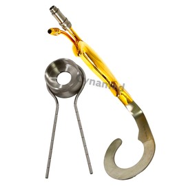 Fiber Optic C-Shaped Circular Ring Breast Retractor with Irrigation Nozzle, Gold Handle + Keyhole Marker + Aerola Marker - German Stainless Steel Premium Instruments