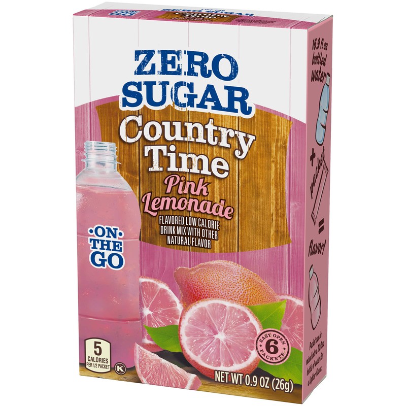 Country Time Sugar-Free Pink Lemonade Drink Mix (6 On-the-Go Packets)